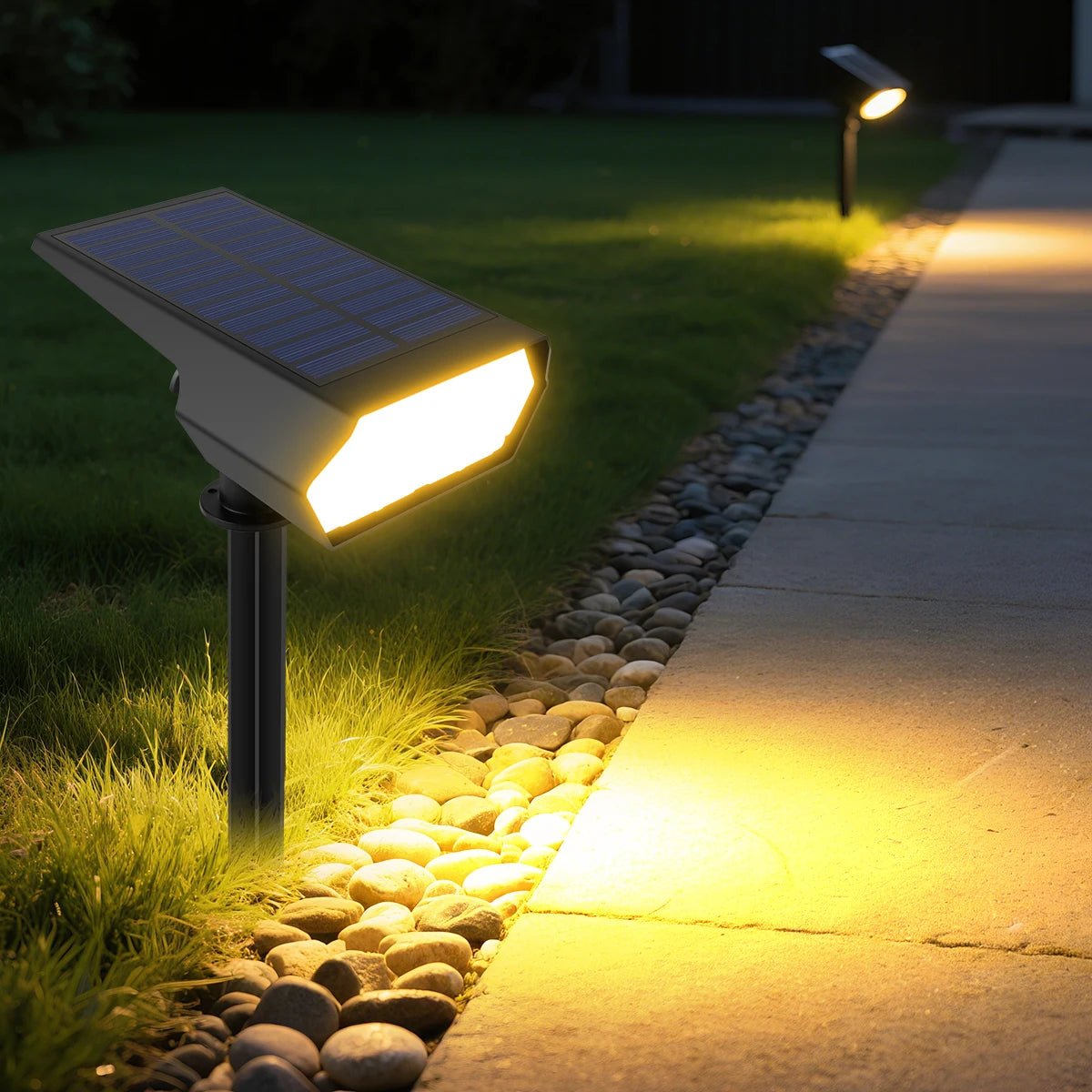 lampe solaire étanche moderne diffuseur translucide panneau solaire noir ip68 rotation 105 degrésextérieur