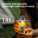 lampe camping portable rechargeable bleu retro abatjour translucide argentéextérieur ambiance effet flamme