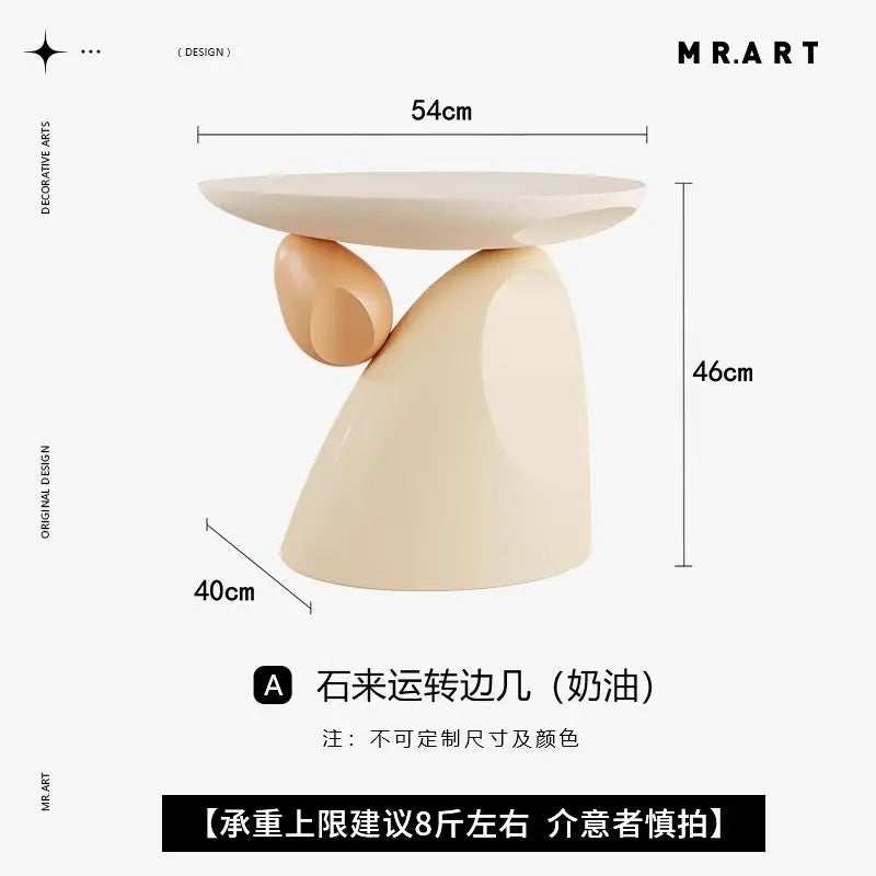 table d'appoint moderne sculptural beige clair marron foncé