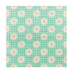 serviettes papier imprimées carreaux fleurs motif vert clair blanc jaune rustique 20 pièces