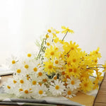 bouquet fleurs artificielles jaune blanc decoration intérieur mariage anniversaire minimaliste