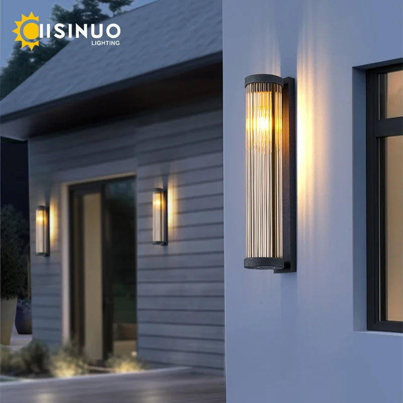 lampe murale gris moderne rayures verticales éclairage extérieur résistante intempéries led rechargeable occlusion abatjour