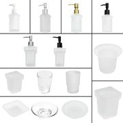 gobelet verre transparent moderne salle bain brosse dents porte savon distribution liquide minimaliste