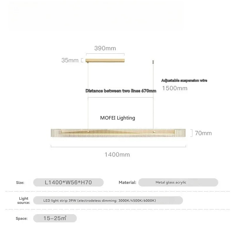 luminaire suspension moderne noir linéaire long lustre cuisine table manger salon intérieur épuré