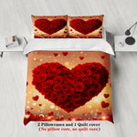 ensemble literie rouge coeurs roses moderne taies doreiller beige adultes chambre coucher