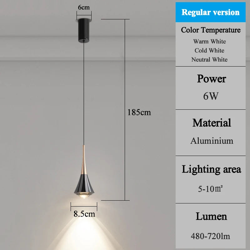 pendentif led noir moderne suspension chambre salon lumière ajustable haute