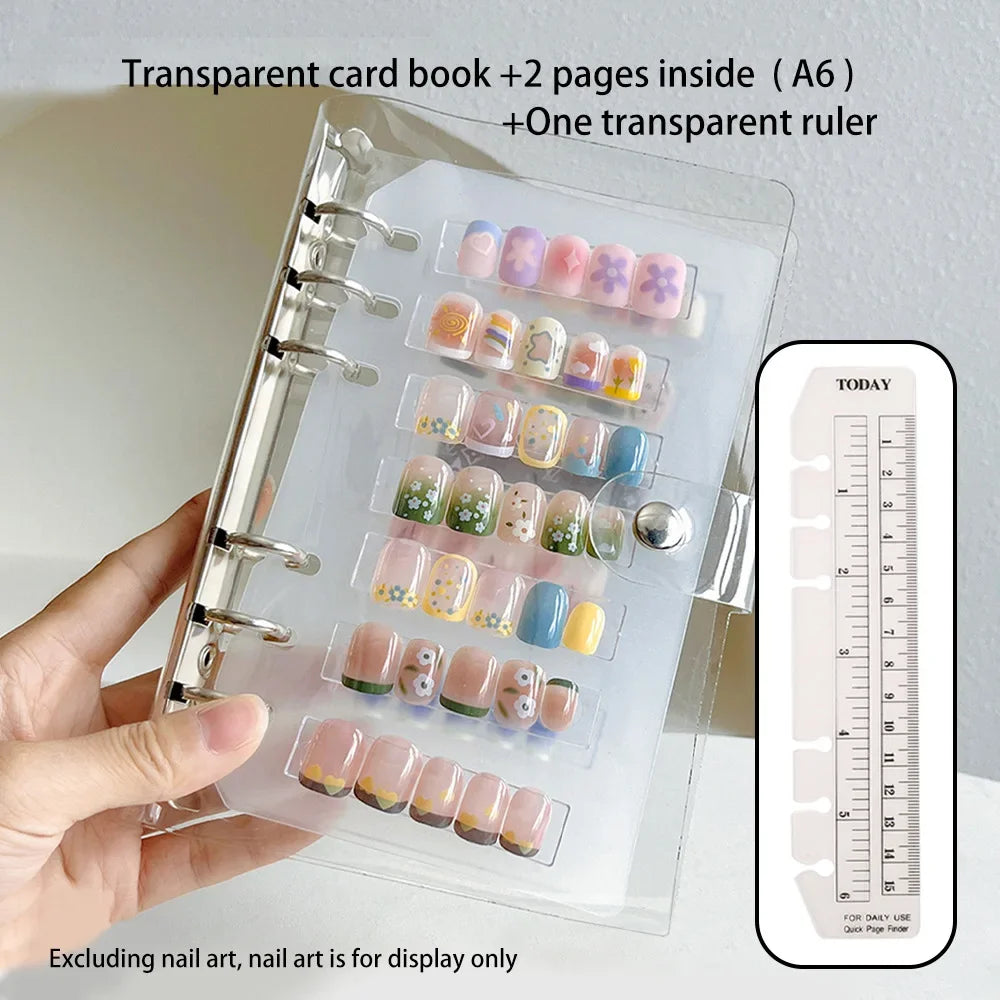 présentoir moderne faux ongles divers couleurs motifs boîtes rangement transparentes autocollants