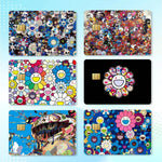 autocollants imperméables cartes credit debit transport multicolore floral popart adhésifs portefeuilles cartes modernes