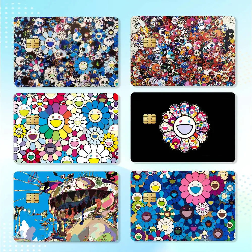 autocollants imperméables cartes credit debit transport multicolore floral popart adhésifs portefeuilles cartes modernes