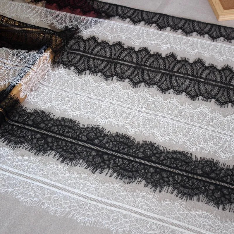 dentelle polyester fine blanc noir floral classique 8cm 5cm 10cm écologique