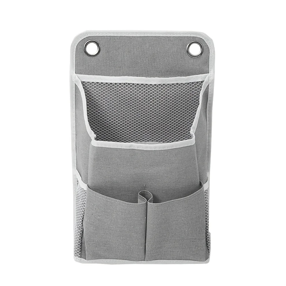 sac rangement mural gris toile lin moderne pliable multiple poches compartments fonctionnel