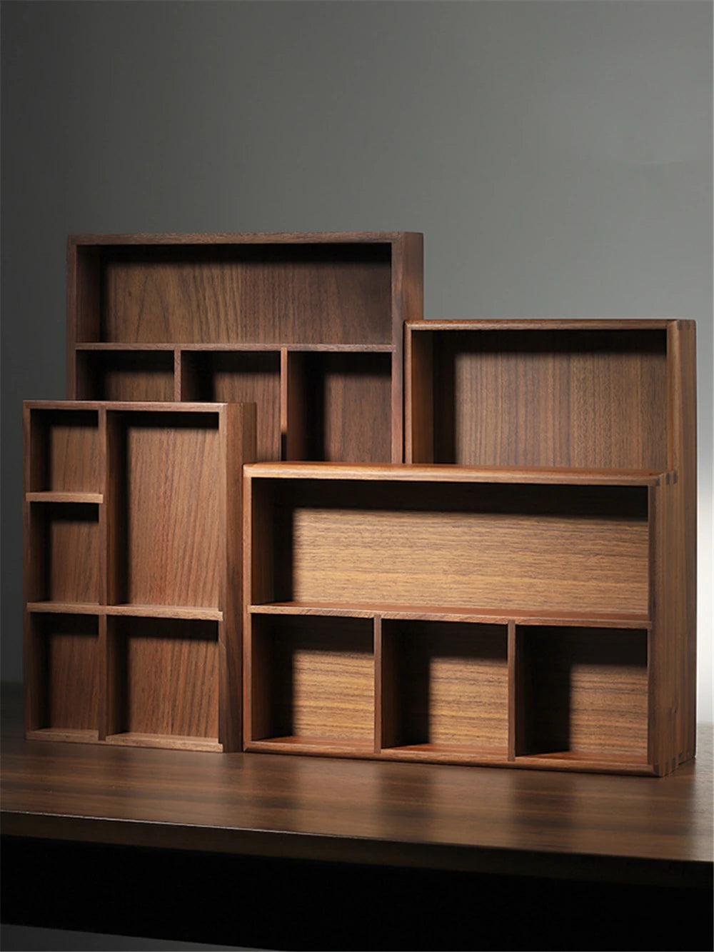 boîtes rangement bois moderne plateau thé tasses théière bijoux minimaliste