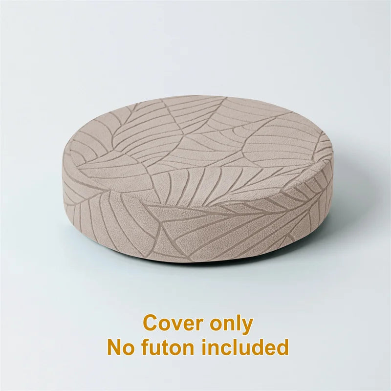 housse coussin rond motif feuilles gris moderne extérieur salon décoration fixations polyestère machine