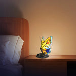 lampe poser tiffany multicolore papillon motifs géométriques opacité interrupteur câble d'alimentation art déco veilleuse