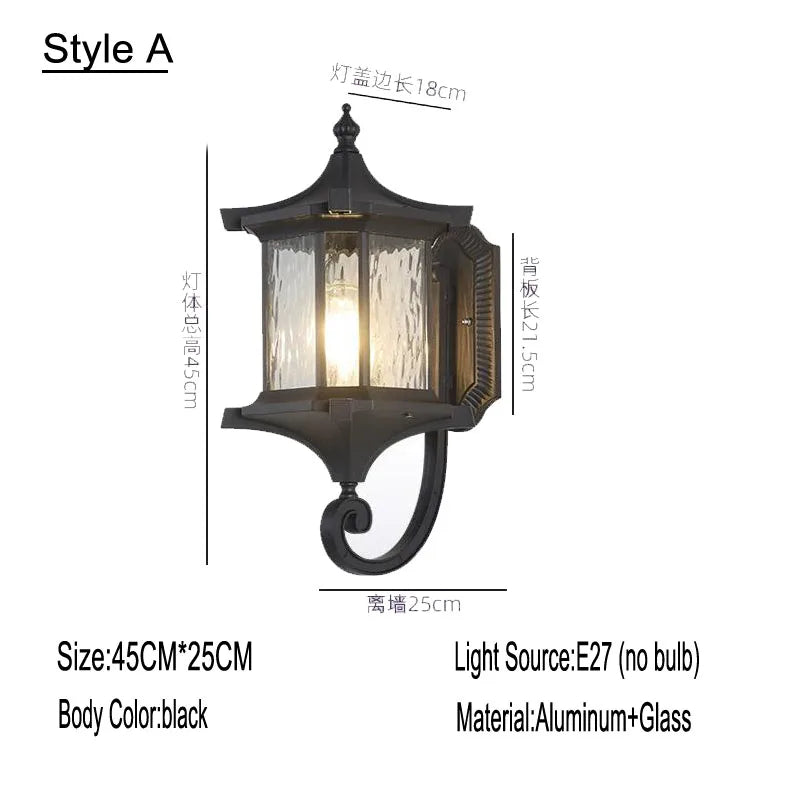 applique murale led noir bronze verre texturé classique vintage éclairage maison fixations e27