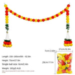 guirlandes decoratives fleurs marigolds jaune orange rouge decoration diwali festif traditionnel