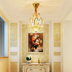lustre pendentif crystal feuilles lotus doré éclairage led touch switch élégant salon chambre