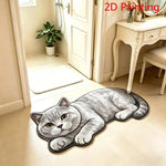 tapis antidérapant polyester chat allongé 2d painting gris orange intérieur extérieur salon chambre