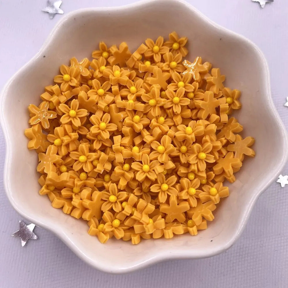 miniatures fleurs multicolores simples centrer jaune decoratives artisanat mariage scrapbooking