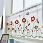 rideau fenêtre transparent fleurs motifs végétaux décoratif moderne tringle métallique inclusion brodé 100cmx50cm