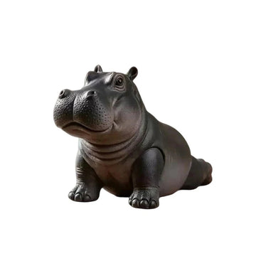 statue hippopotame noir résine texture mat réaliste maison 6.5cm 7cm 5.5cm