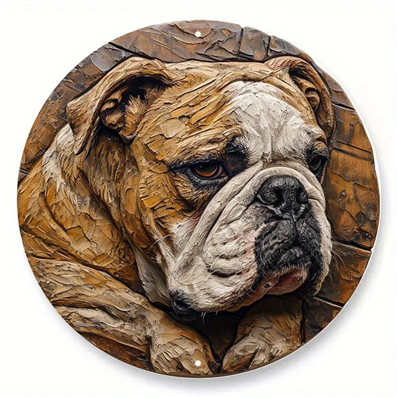décoration murale plaque chiens relief artisanal clips métalliques couleur marron noir