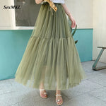 jupe vert olive tulle transparent plissée moderne femme mi mollet