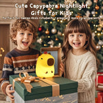 veilleuse capybara mignonne lumiere douce enfantine couleur beige jaune orange pomme