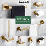 accessoires salle bain doré moderne minimaliste double étagère porte serviettes porte papier toilette brush