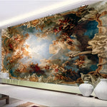 tapisserie murale baroque bleu or scène nuageuse figures humaines occasion mariage anniversaire festive