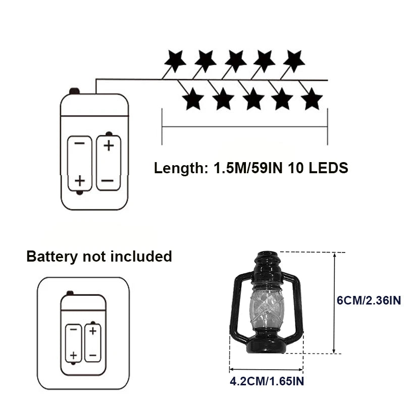 guirlande lumineuse led 10 ampoules lanternes vintage 1.5m ambre noir fil transparent