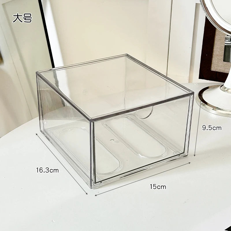 boîte rangement cosmétique transparente acrylique anti poussière tiroirs empilable moderne minimaliste