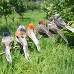 ornement oiseau artificiel jaune rouge vert marron noir blanc plumage naturel réaliste maison jardin