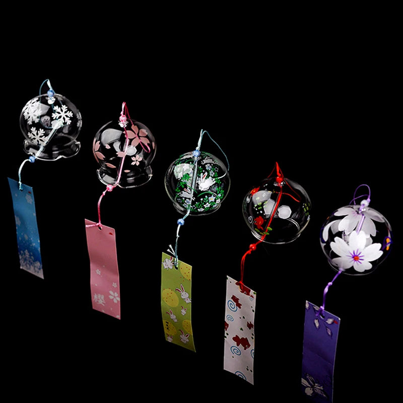 cloches vent japonaises transparentes motifs floraux rubans décoratifs traditionnel kawaii decoration murale interior