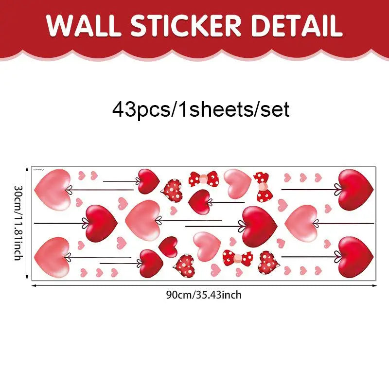 stickers muraux coeurs rouge blanc adhésifs décoration romantique fête saint valentin maison restaurant