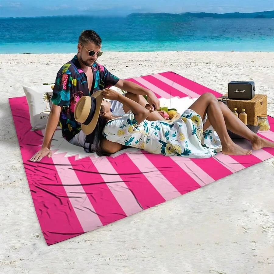 serviette plage rose personnalisable rayures cœur absorption rapide microfibre moderne compressée machine