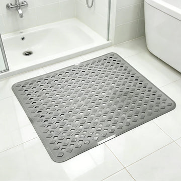 tapis douche antidérapant moderne gris perfo alvéoles adhésifs drainage salle bain