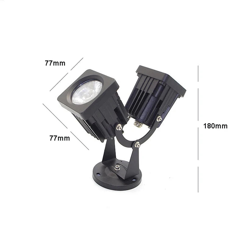 projecteur led double tete impermeable noir moderne exterieur jardin ip65 10w