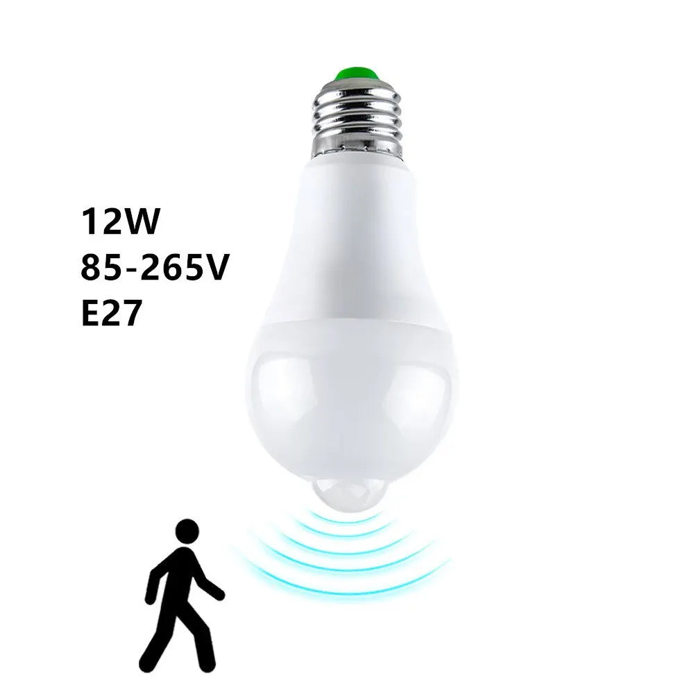 ampoule led e27 blanc moderne capteur mouvement infrarouge intelligent lumière chaude auto interrupteur