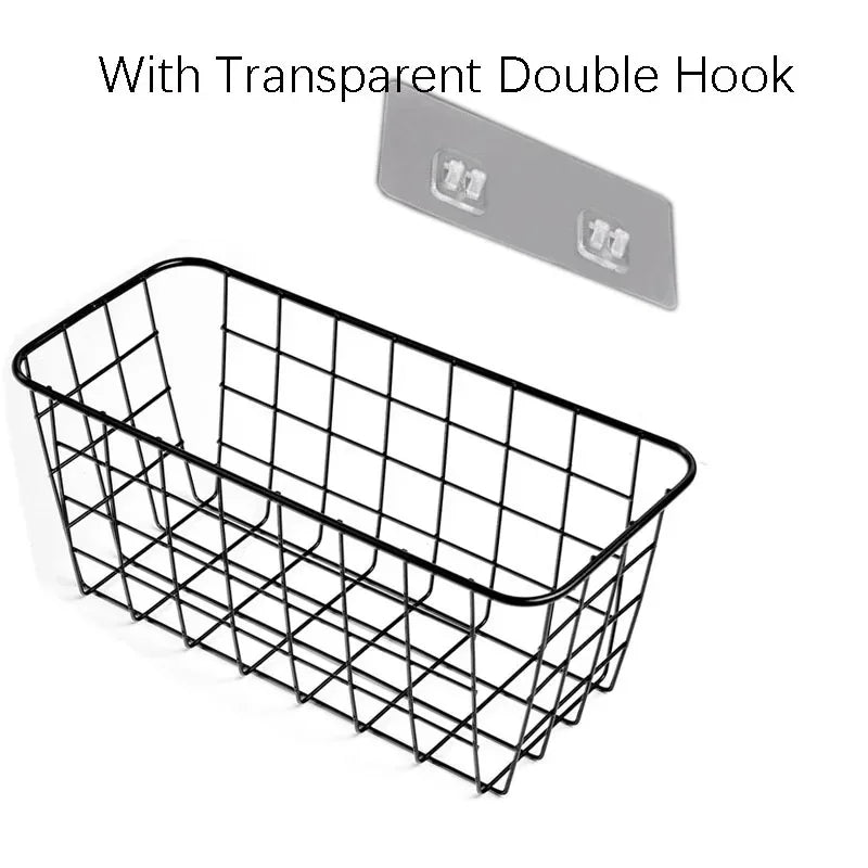 panier métallique noir grille minimaliste clips rangement cuisine chambre
