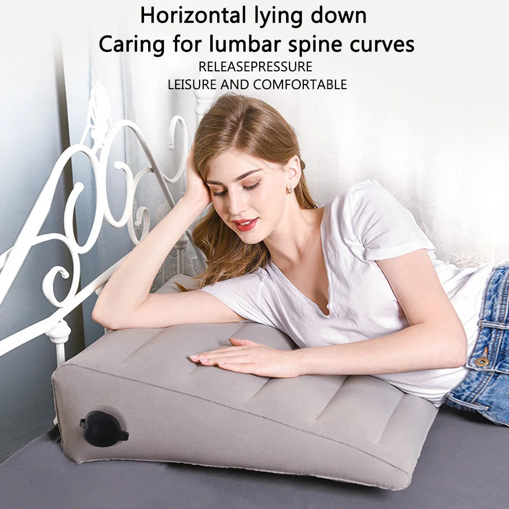 coussin d'appoint gris clair tissu uni moderne valve gonflable voyage qualité polyester coton PVC