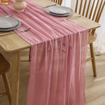 chemin table vert pastel rayures horizontales classique opaque maison polyester coton deco reception mariage
