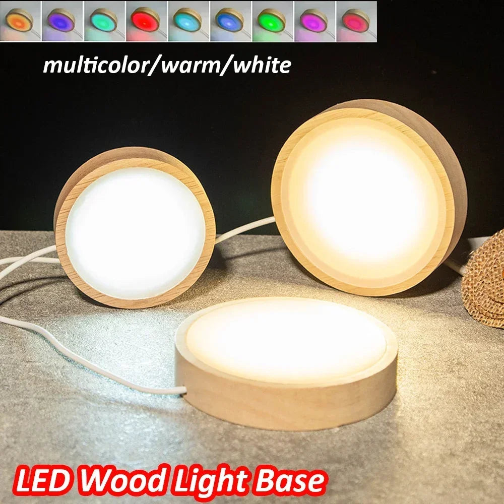 bases lumineuses led bois naturel moderne 8cm 10cm 6cm câble usb minimaliste