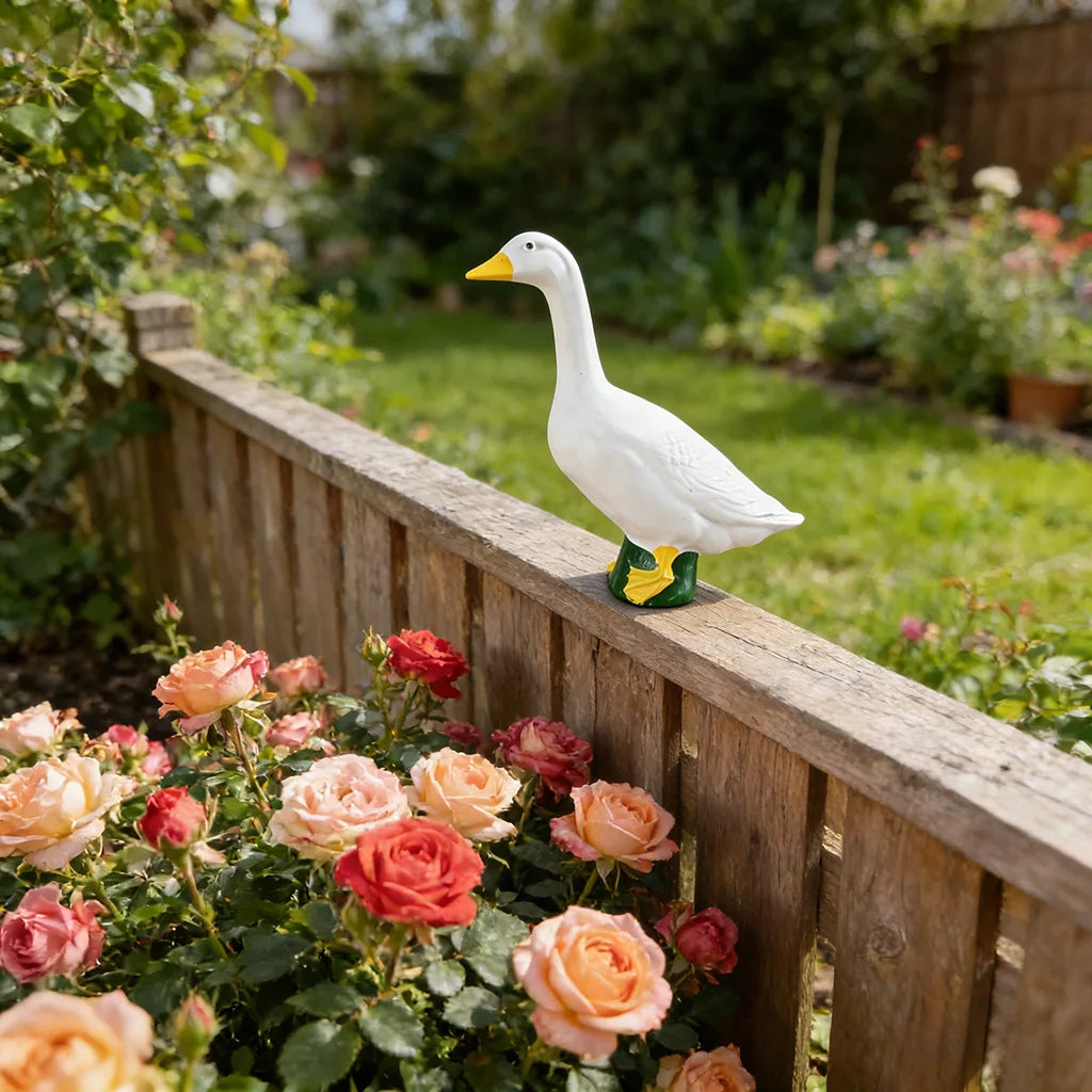 statues canards blanc jaune vert résine modernes décoration jardin intérieur étagère table basse salon