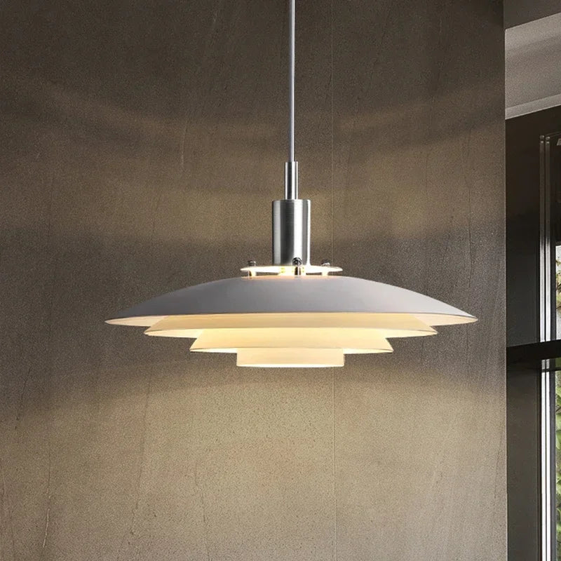 lampe suspendue moderne minimaliste blanc multi niveaux opacité tringle salon chambrehôtel
