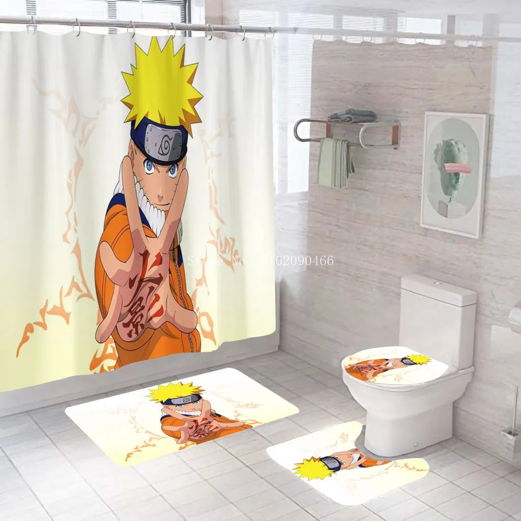 rideau douche tapis bain dragon ball personnages mangas moderne multicolore polyester