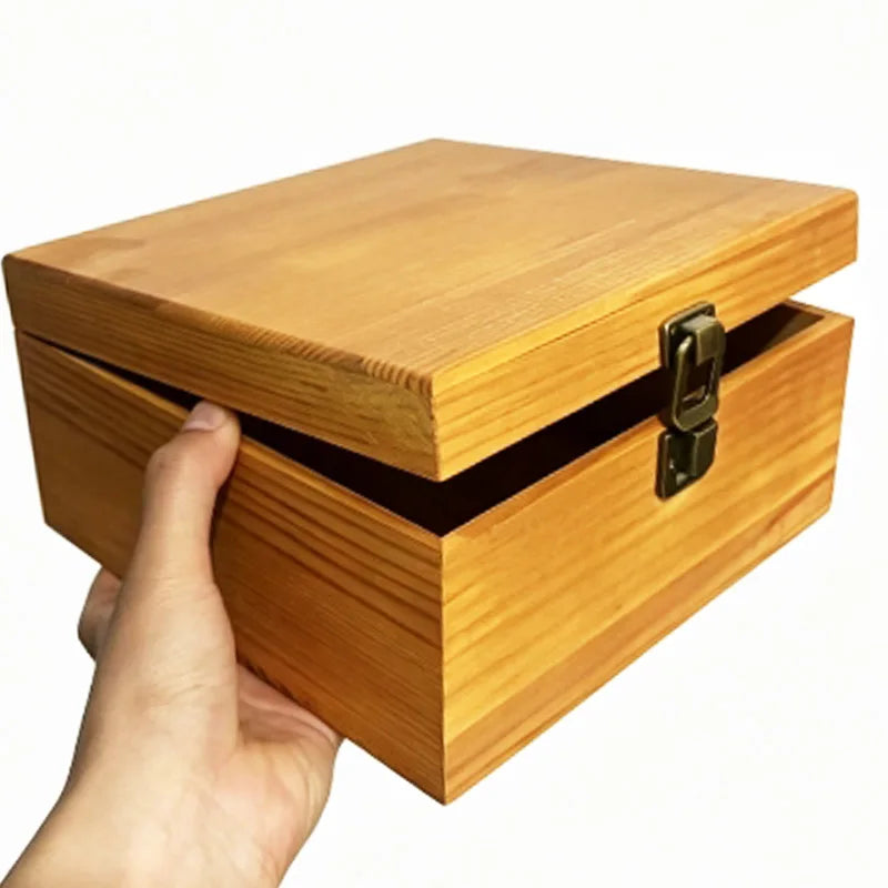 boîte rangement bois coffre trésor serrure bijoux vintage décoration maison cadeau rustique grain bois