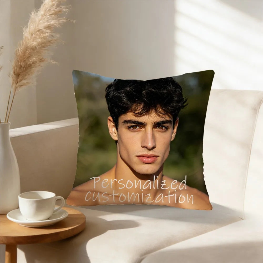 taie d'oreiller personnalisée photo homme noir moderne douce polyester coton noir beige lit ultraconfortable