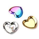 plateau forme cœur argent or violet bleu rose moderne élégant métal brillant effet miroir