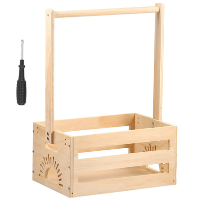 Panier de rangement en bois vert foncé pour bébé avec poignée